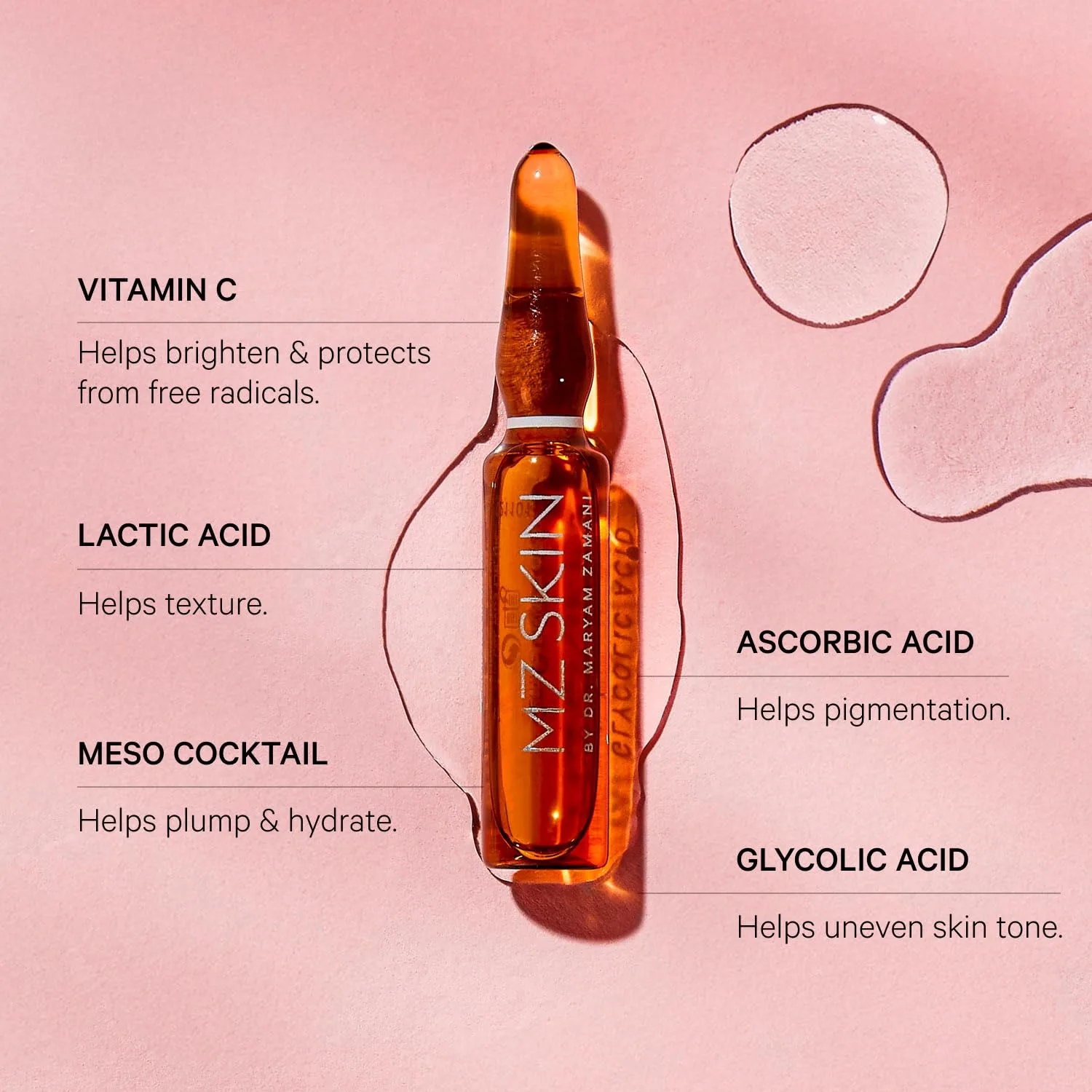 MZ SKIN Glow Boost Ampoules набор из 10 ампул | 5-дневное интенсивное сияние для обновления клеток, эксфолиации, осветления, пигментации и возрастных пятен, с витамином C, молочной кислотой (AHA), без отдушек Mz Skin By Maryam Zamani Md — фото 2
