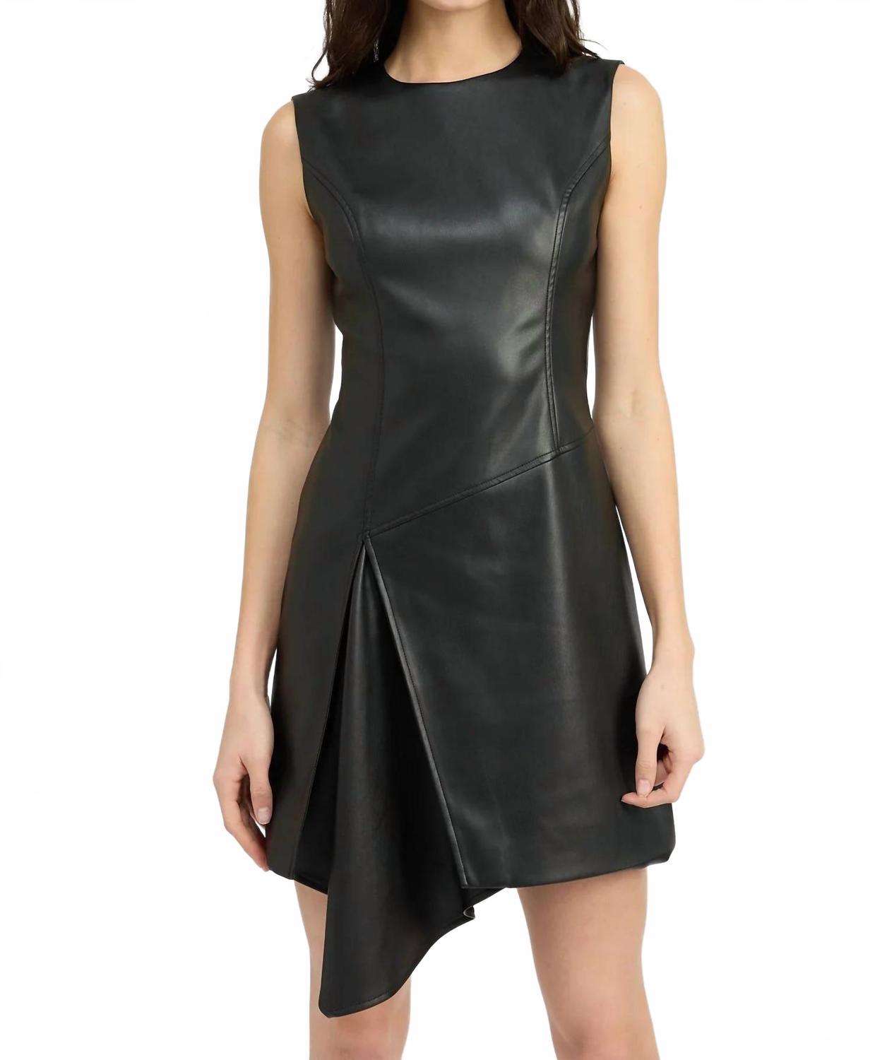 

En Saison Кожаное мини-платье Mya черного цвета