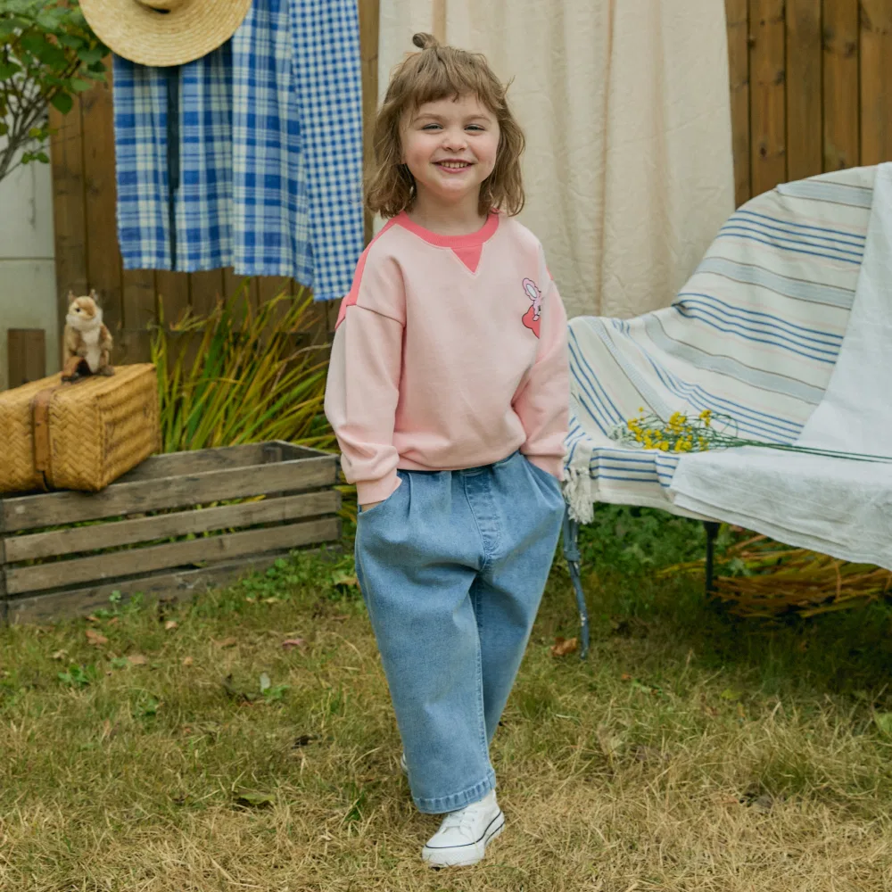 Детские джинсовые брюки-багги с одной складкой светло-синие от Rototobebe