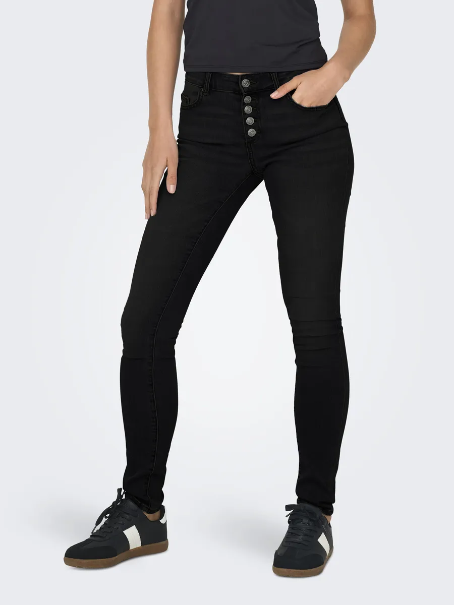 

Only джинсы скинни "ONLHUSH MID SK VIS BUTTON DNM BOX X", черный