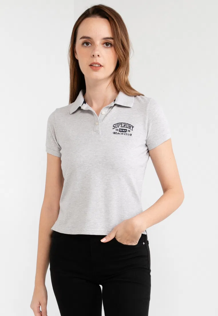 Женская облегающая поло, 90-е, белый Superdry