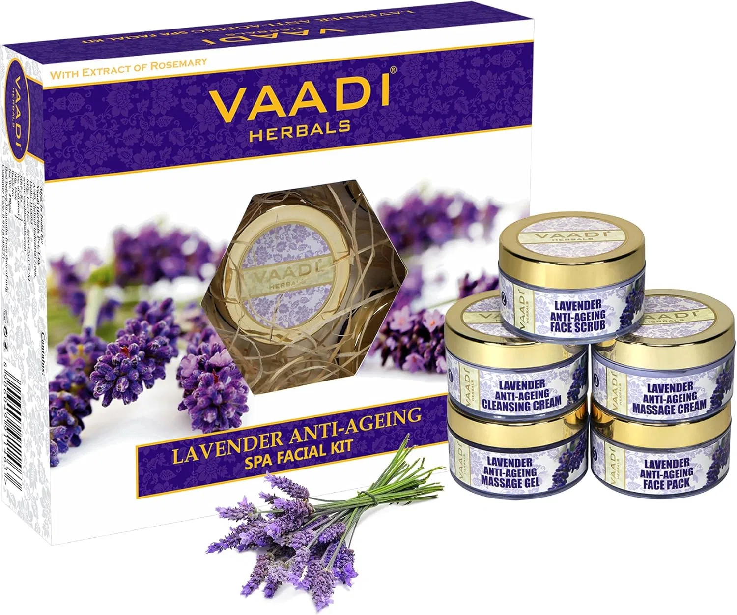 Набор для лица Vaadi Herbals Anti Ageing Spa Facial Kit с лавандой и розмарином, 270 г