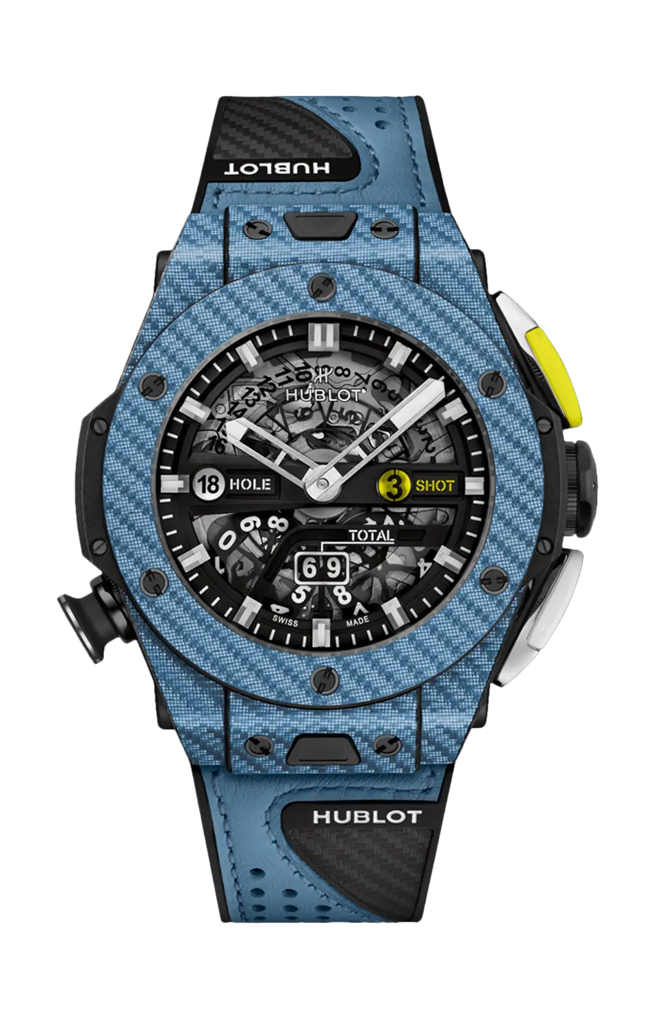 

Часы big bang unico golf sky blue carbon 45 мм limited edition Hublot