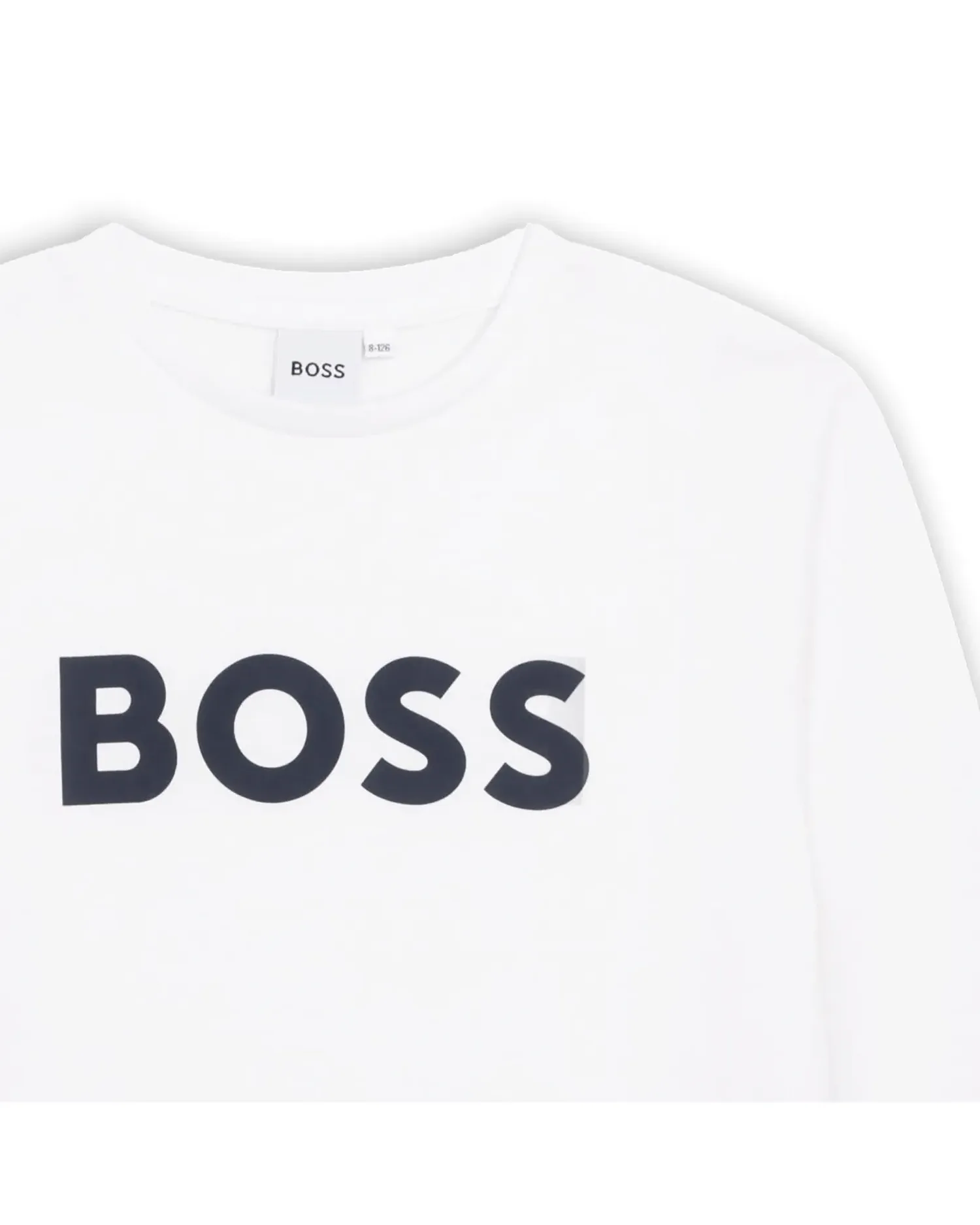 Детская длинносливная футболка с рисунком на передней части из хлопка BOSS Kidswear, белый — фото 2