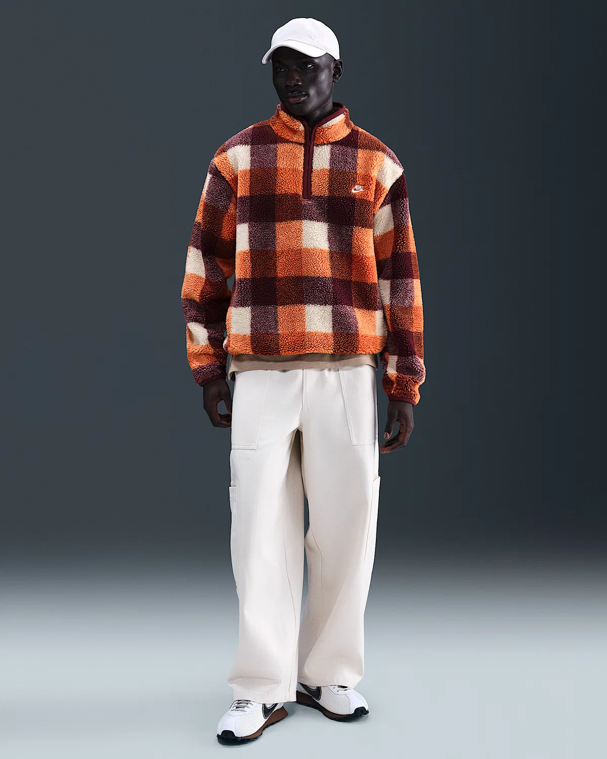 Мужская зимняя куртка Nike Club на молнии, Pearl White/Dark Team Red/Campfire Orange/White — фото 4