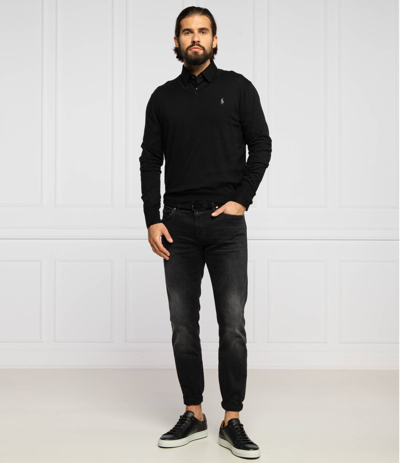 Свитер POLO RALPH LAUREN slim fit, черный — фото 2
