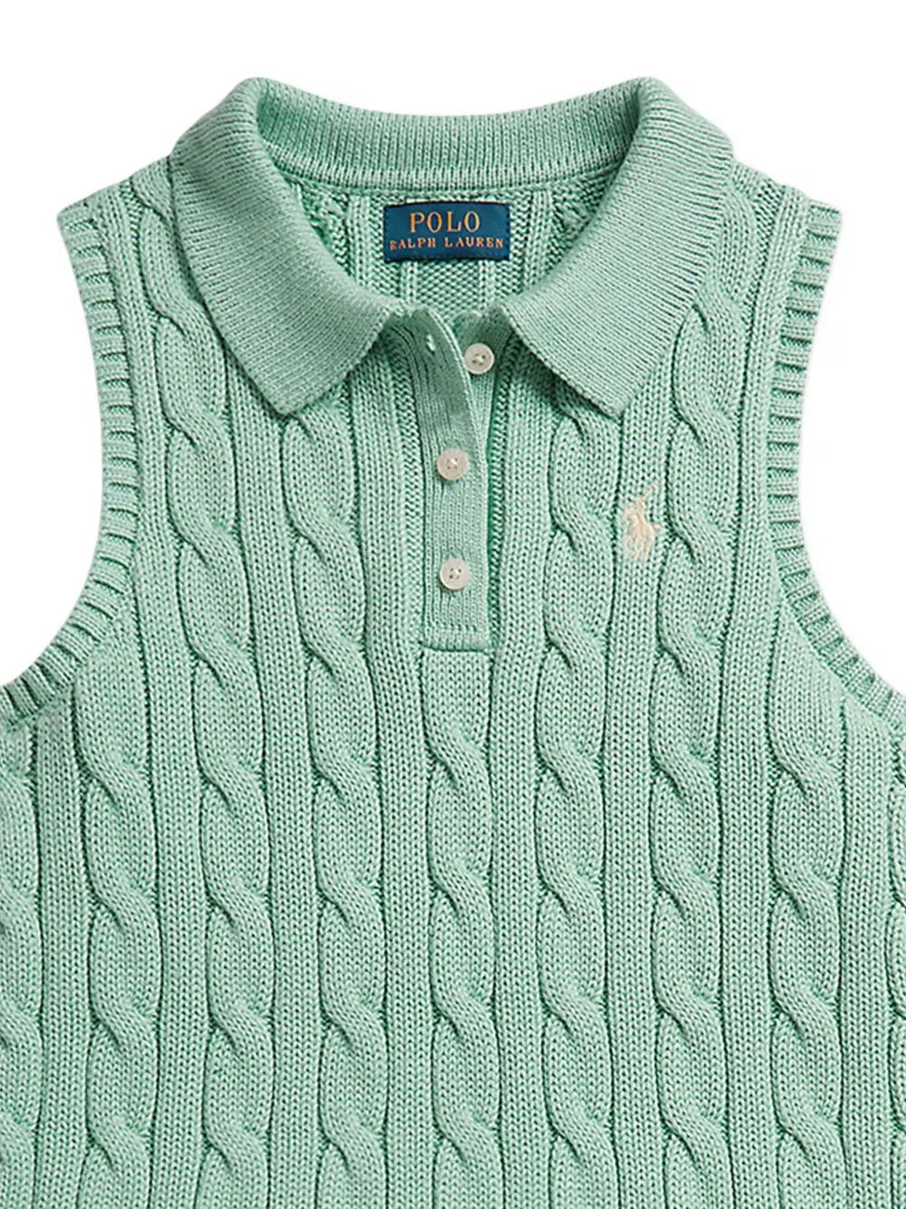 Комплект из топа и юбки фактурной вязки Polo Ralph Lauren Kids, зеленый — фото 4