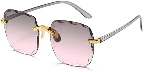 

Солнцезащитные очки без оправы с металлическими шарнирами для женщин, ретро-очки с градиентным переходом цвета, защита от ультрафиолета UV400 MTZJH, 029c4