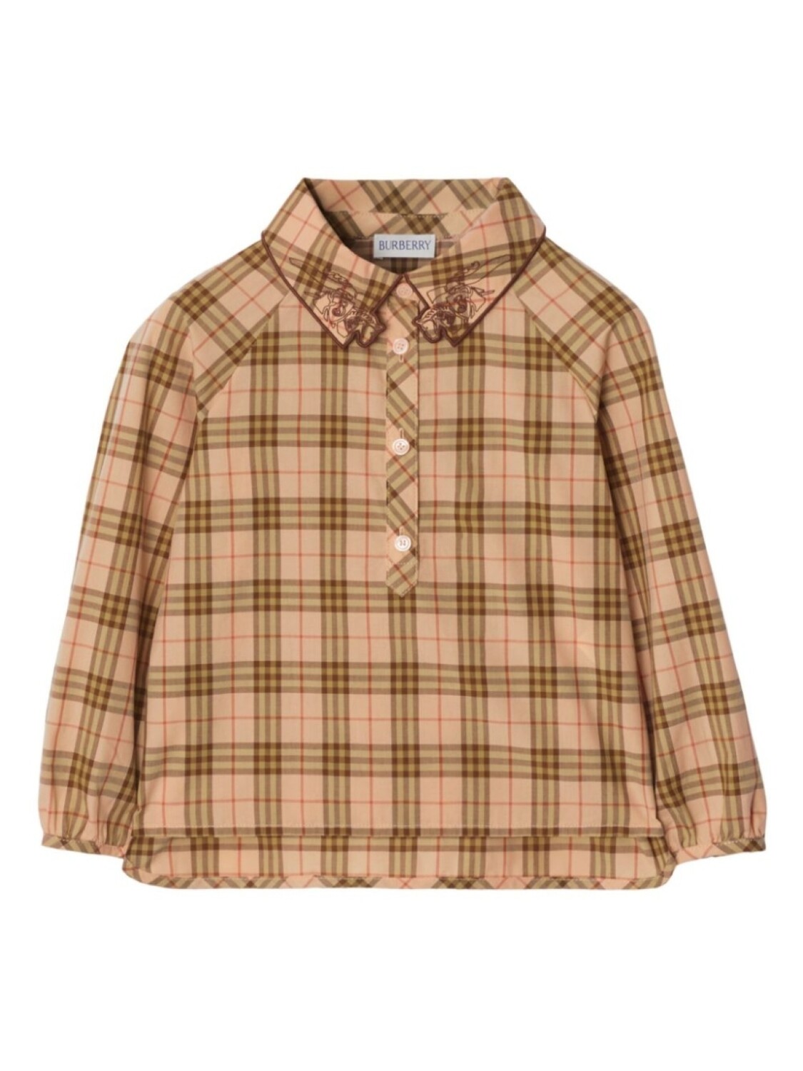 

Клетчатая хлопковая рубашка Burberry Kids, нейтральный цвет