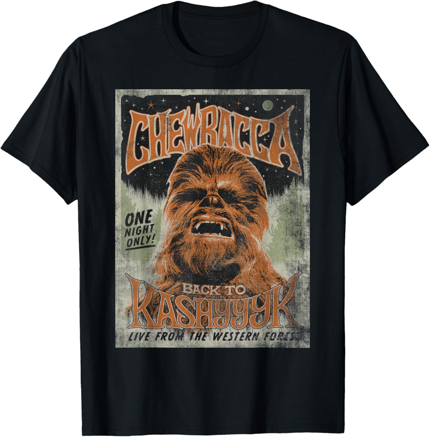 

Винтажная концертная футболка Star Wars Chewbacca Back To Kashyyyk, черный