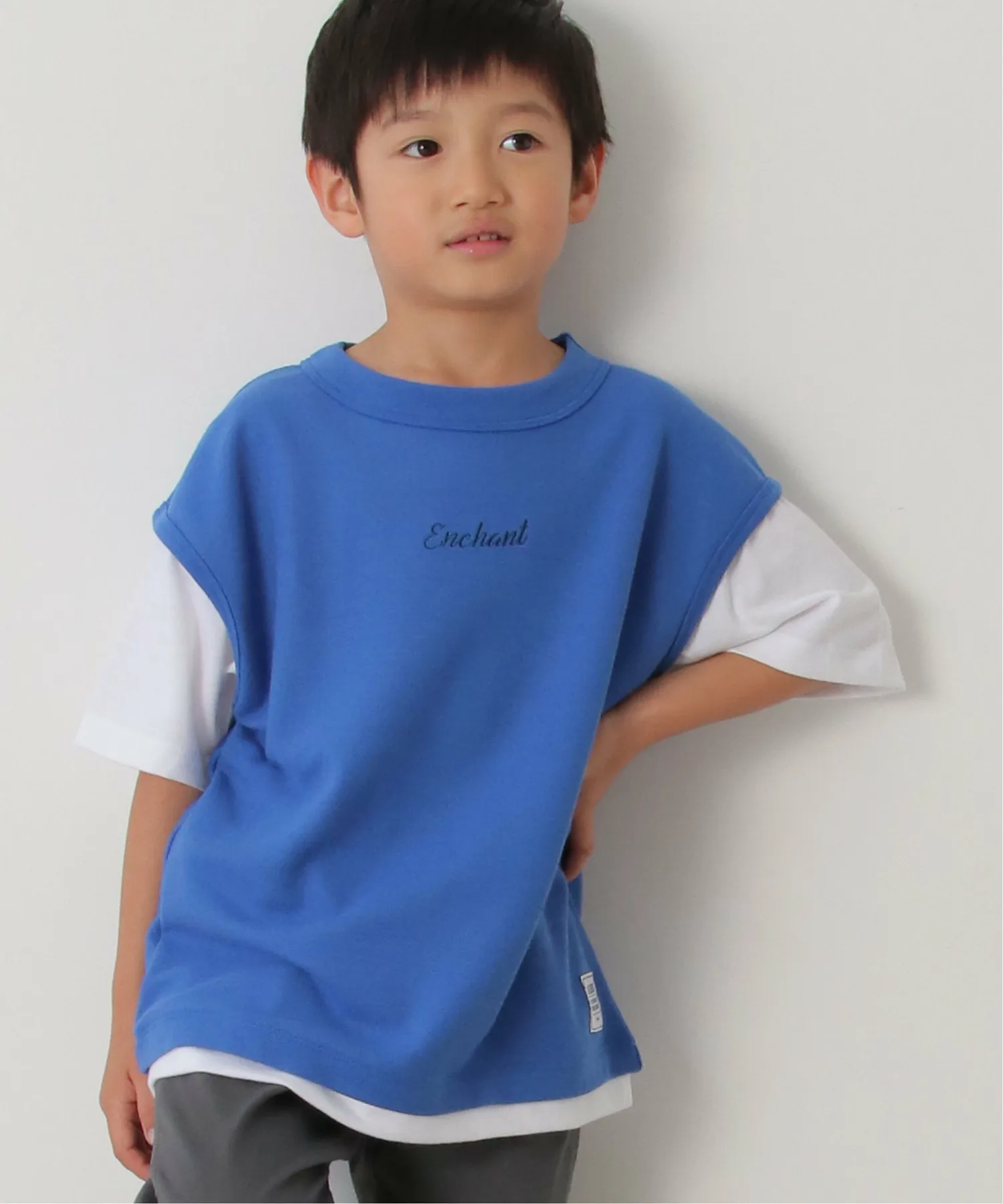 Футболка-жилет из пике с логотипом (120-160 см) Ikka, Royal Blue