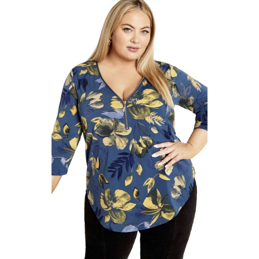 

Женская блузка Fiona с принтом на молнии AVENUE, Midnight bloom