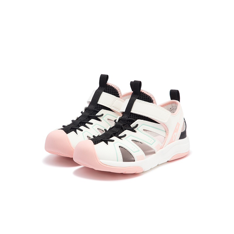 Антискользящие и износостойкие дышащие детские сандалии Black White Kids' XTEP, Black/Sail White — фото 3