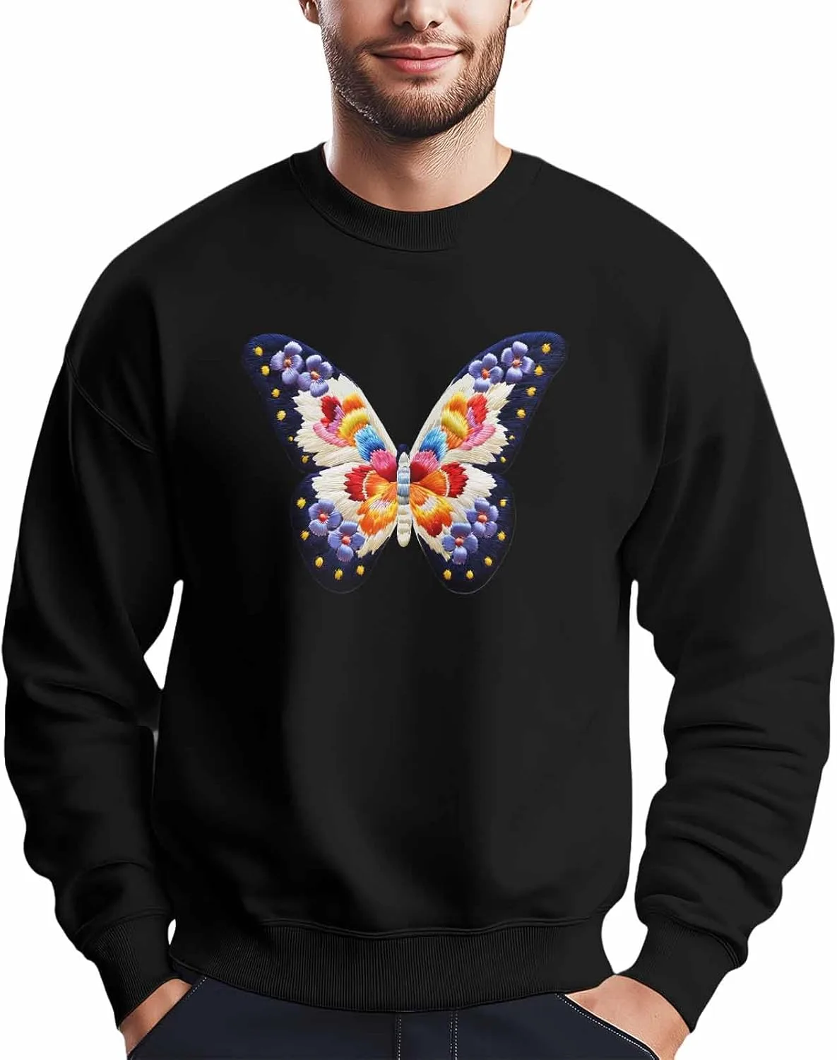 

Мужской свитшот с принтом бабочки, фиолетовый и бежевый Winvebermior