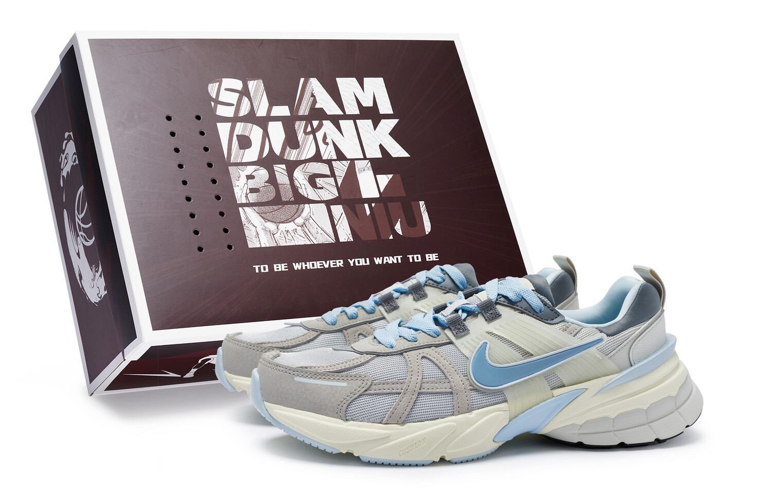 

Кроссовки для бега V2K Run женские с низким верхом серо-синие Nike