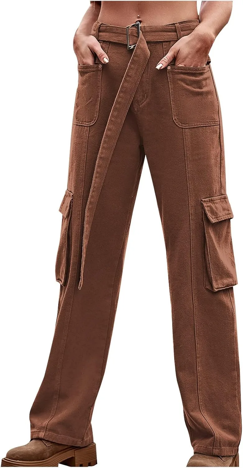 

Женские карго джинсы Y2k с высокой талией, прямые и мешковатые