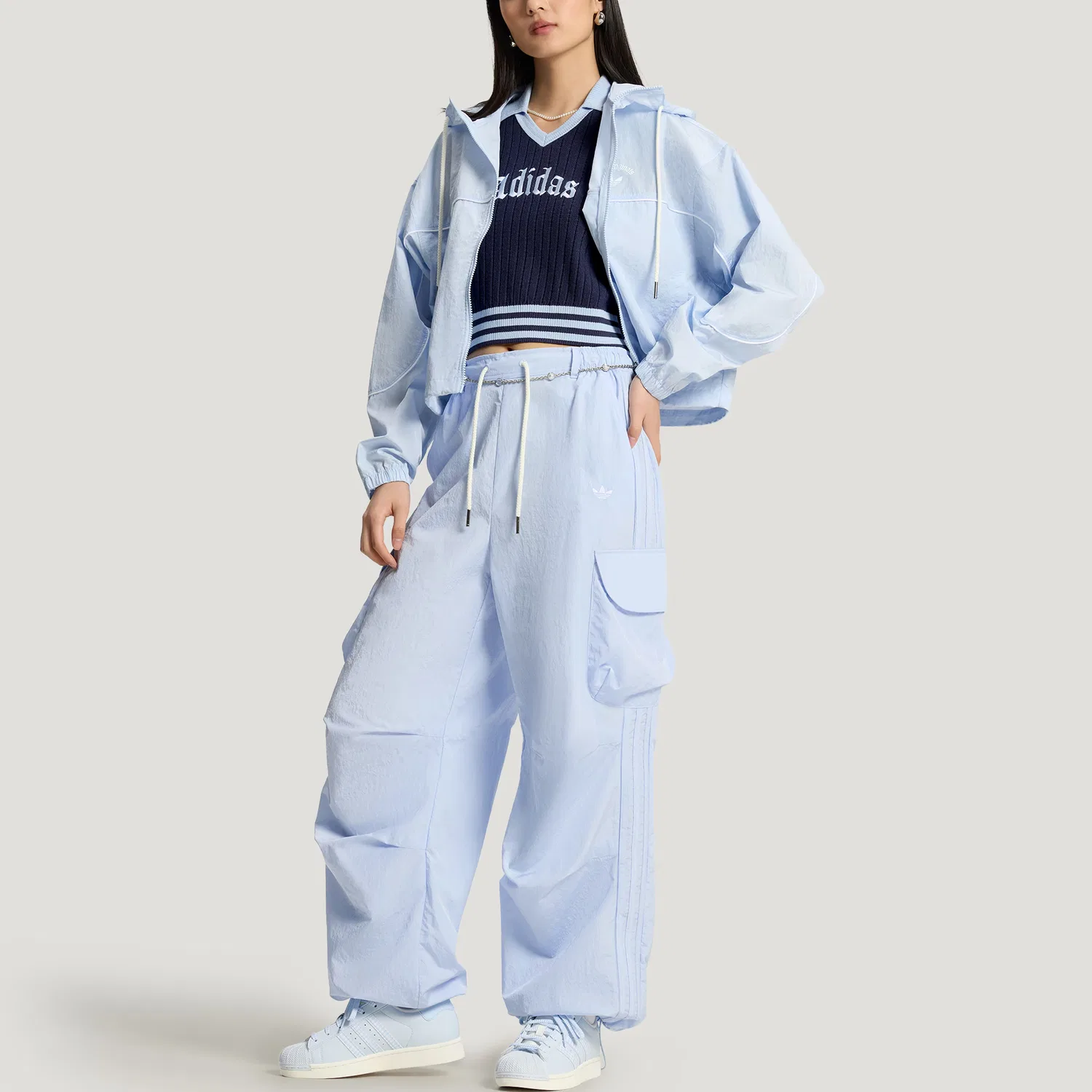 Куртка WINDBREAKER OG женская Adidas Originals, Crystal Blue — фото 4