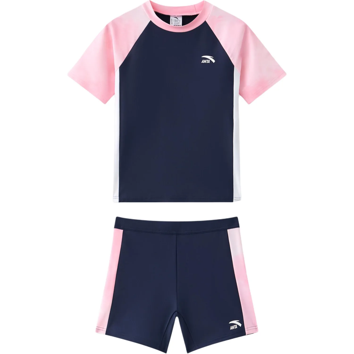 Детский купальник slim fit для подростков, 2 предмета Antakids, Navy Blue/Pink[Cute Cute, Excellent Sun Protection]