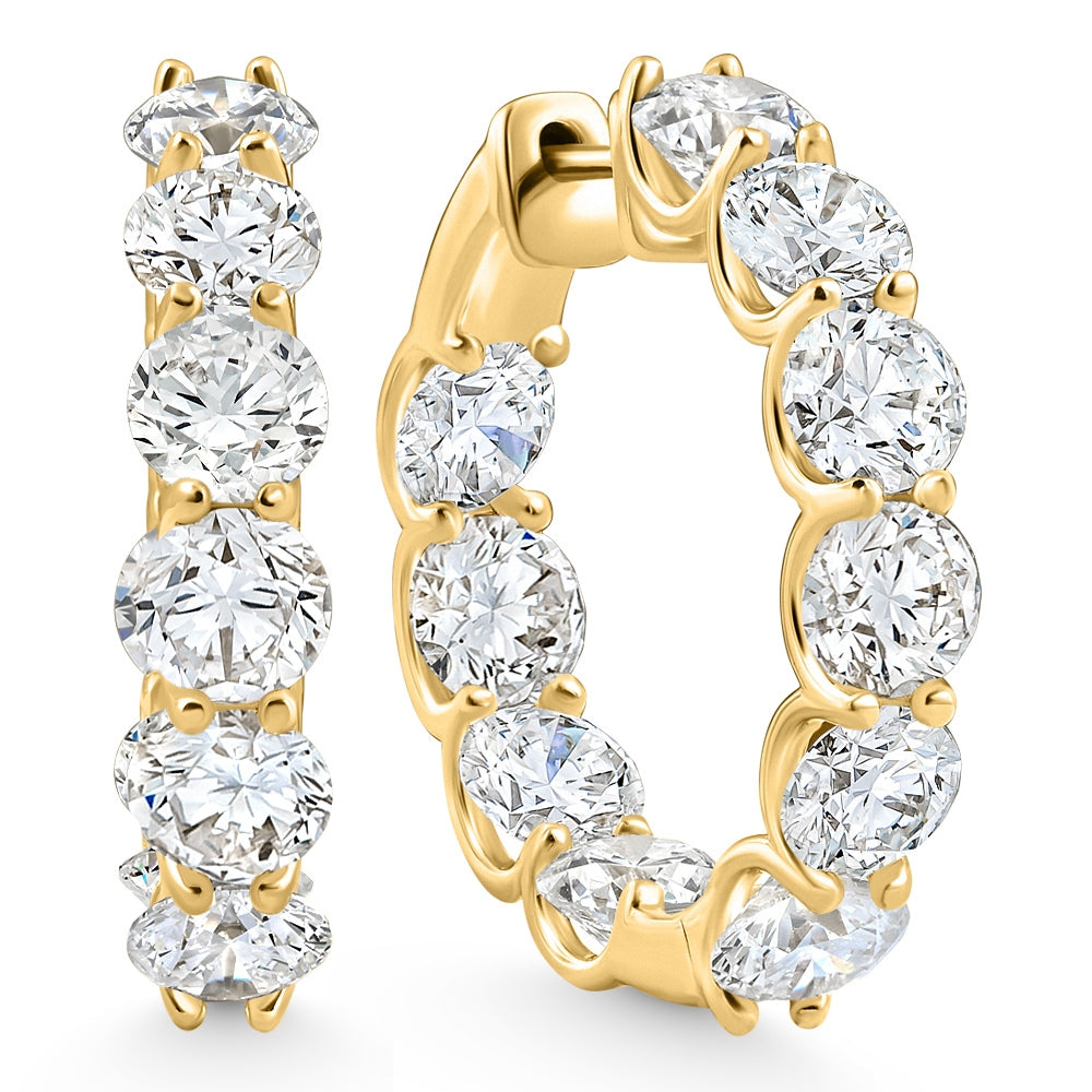 

Серьги-кольца с бриллиантами 10 карат, U-образные, высота 1 дюйм, белое или желтое золото Pompeii2, 10K Yellow Gold