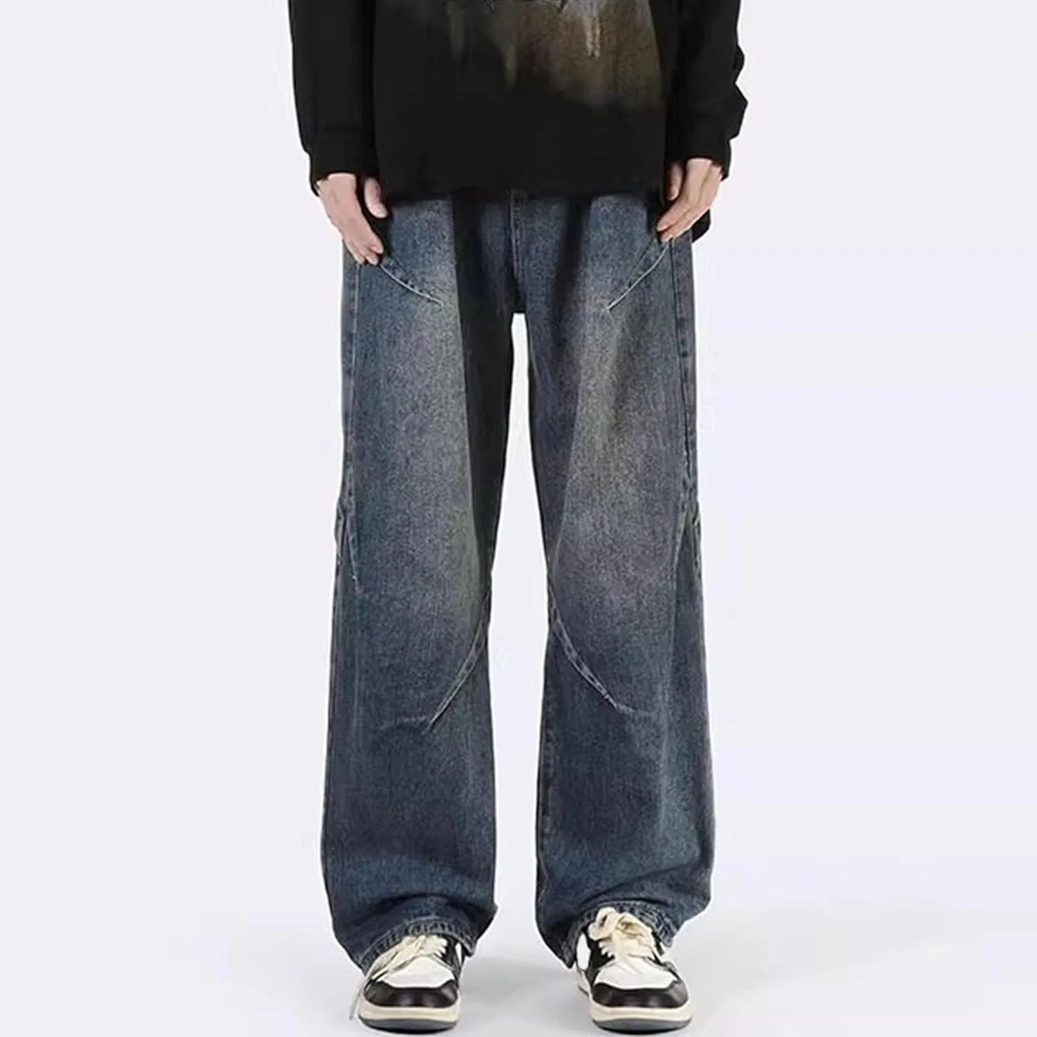 Джинсы свободного кроя, Wide Leg Jeans Men, синие — фото 3