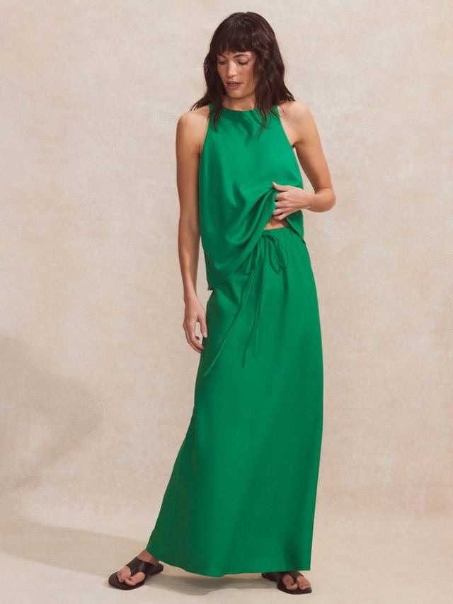 

Юбка из льна Petite с кроем по косой Ro&Zo, Green