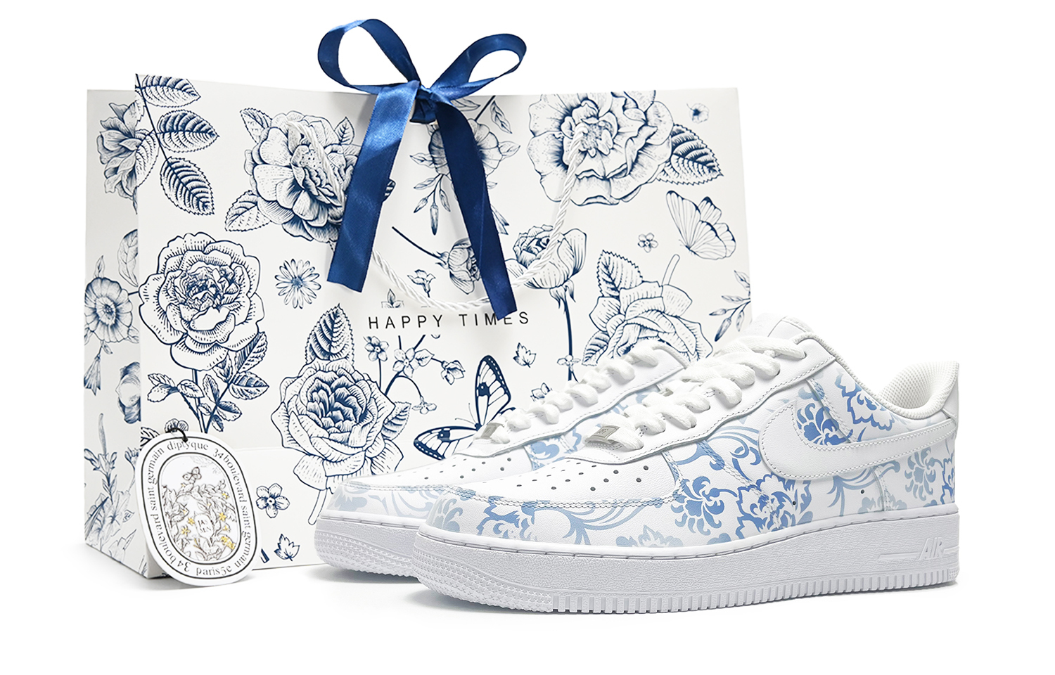 

Кроссовки Nike Air Force 1 скейтерские мужские низкие бело-синие, цвет White Blue