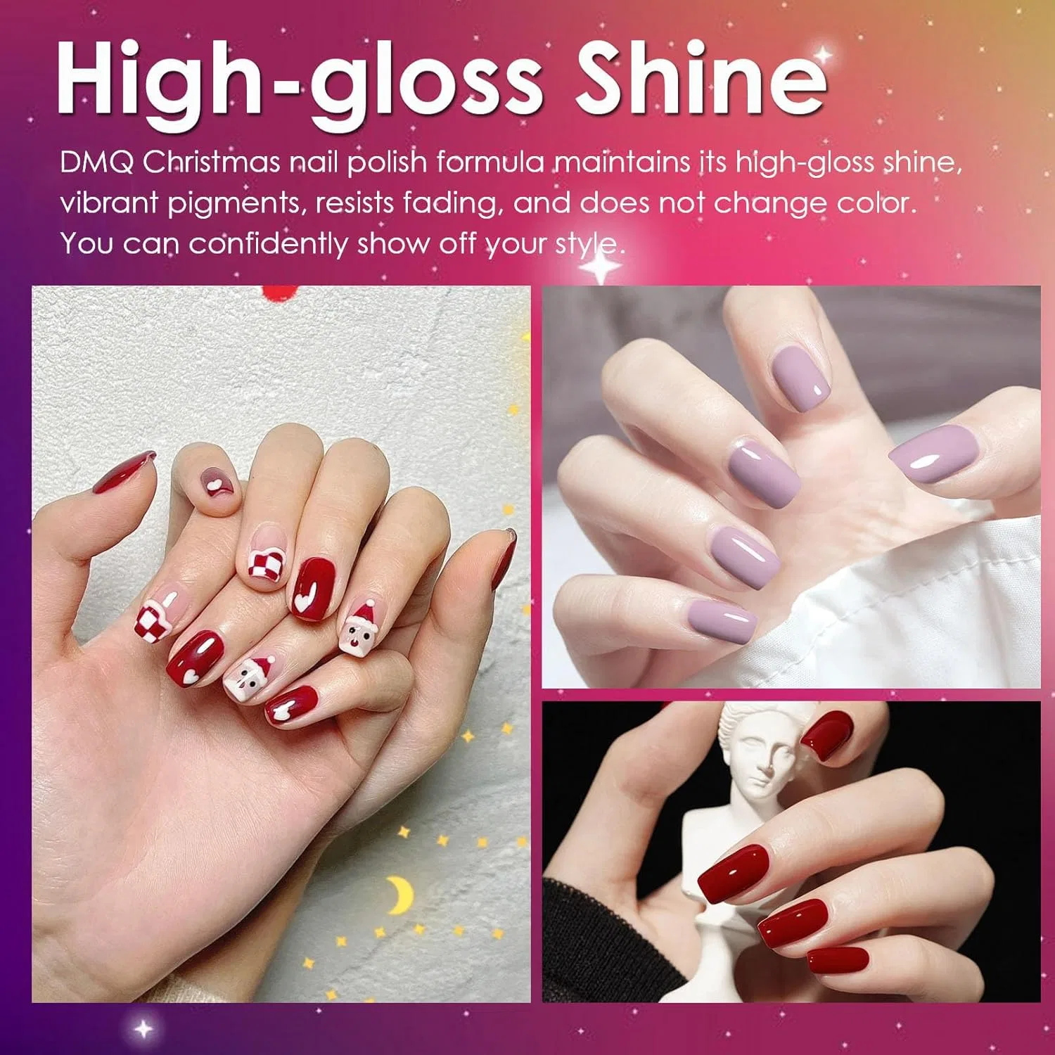 Набор из 6 красных лаков для ногтей с шиммером Songqee, Set Of 4 Red — фото 3