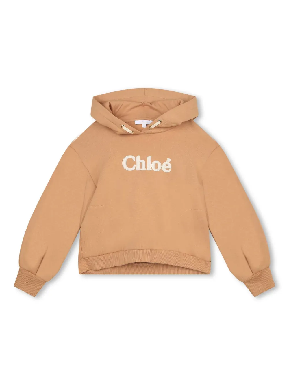 

Худи из органического хлопка с вышитым логотипом Chloé Kids, коричневый