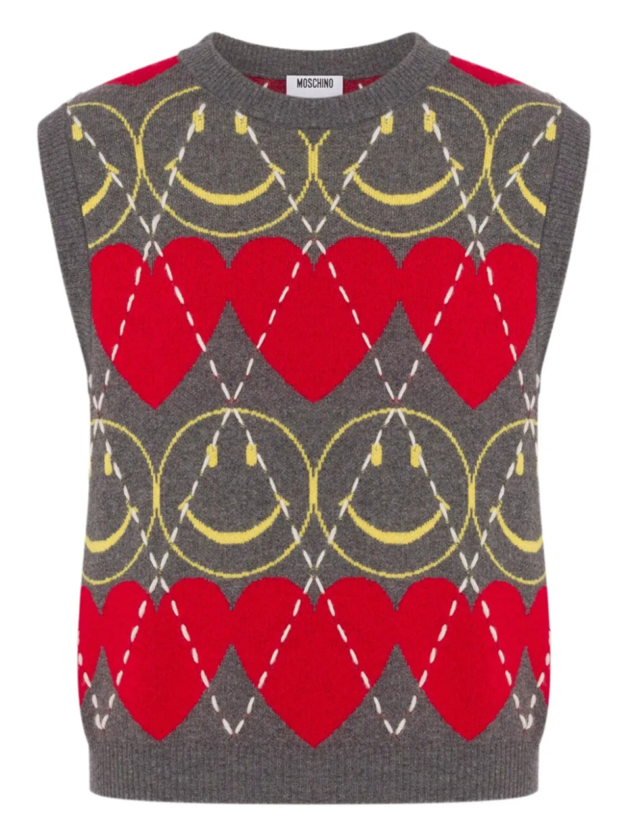 

Жилет Moschino smiley heart-intarsia, серый