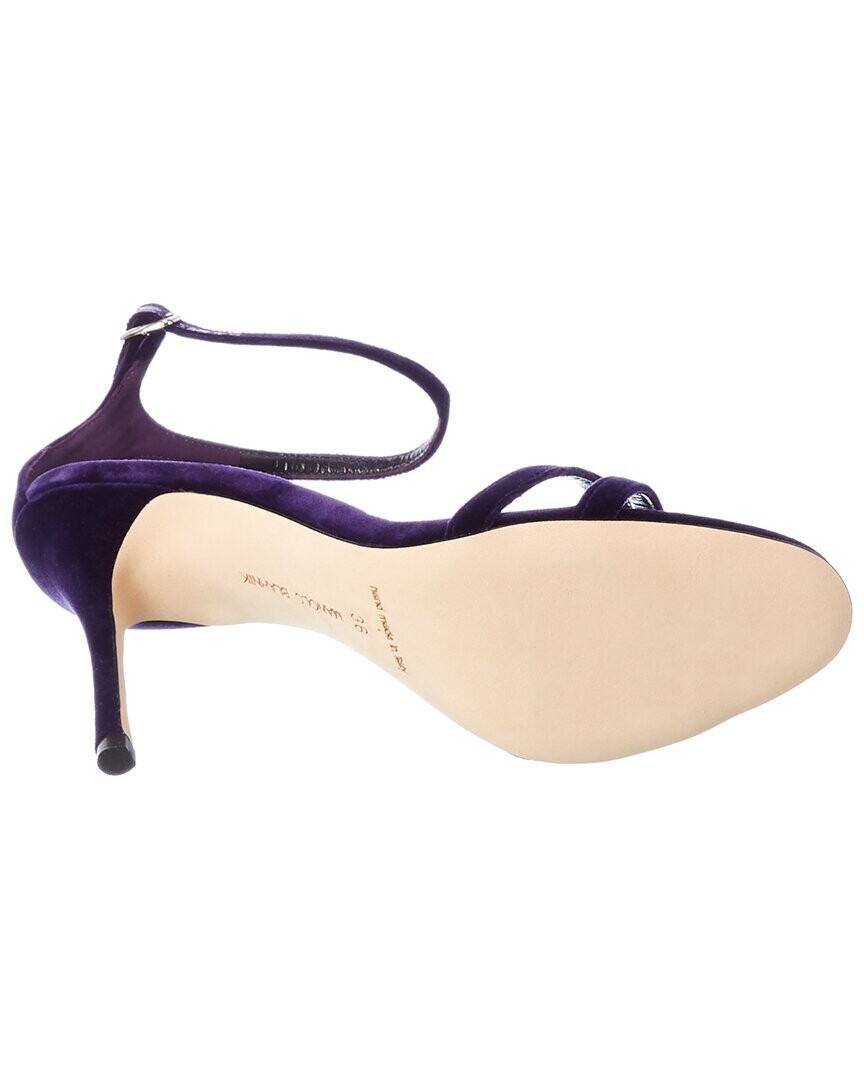 Бархатные сандалии Manolo Blahnik Paloma 105, фиолетовый — фото 2