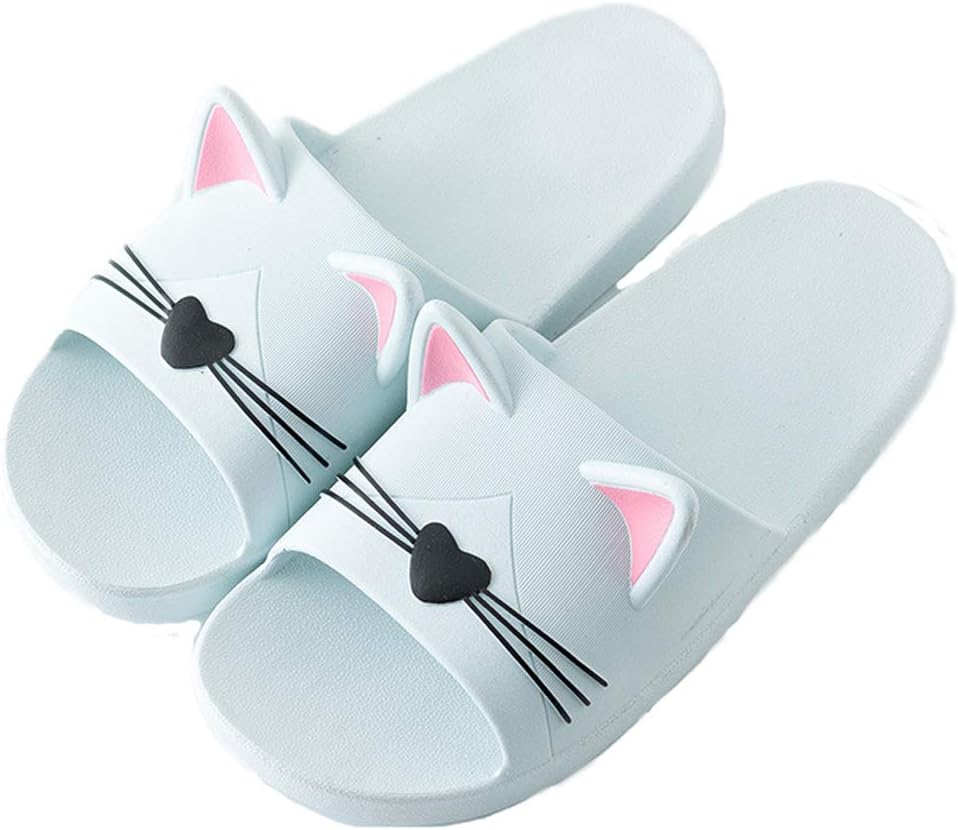 

JadeRich унисекс однотонные шлепанцы для душа с милым котиком, антискользящие тапочки для ванной, быстро сохнущие домашние тапочки, синий