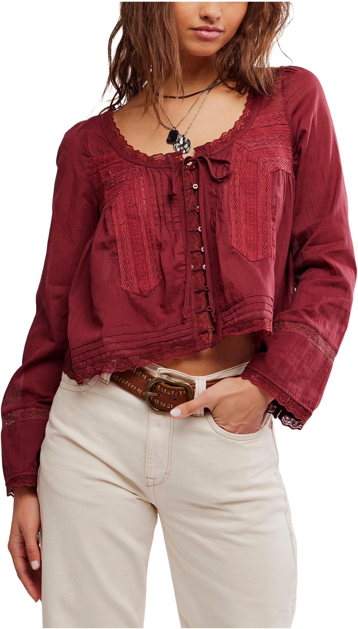 

Топ Free People Forevermore Long Sleeve Top, Syrah