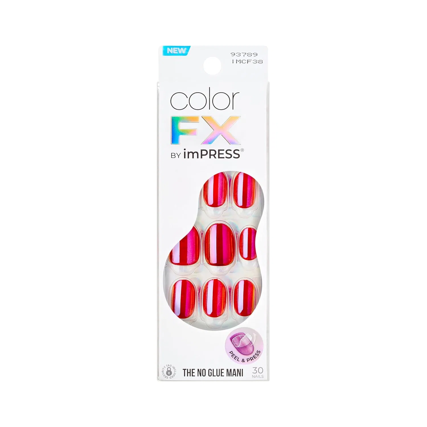 Накладные ногти Kiss ColorFX by imPRESS Floating Solid Red Pearlescent Finish Short Oval Impress
