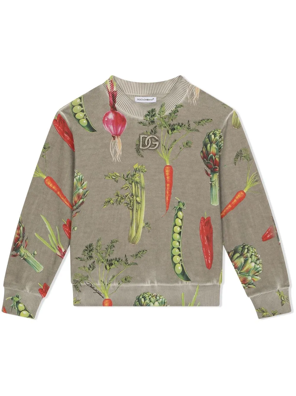 

Толстовка с круглым вырезом и принтом Dolce & Gabbana Kids, серый