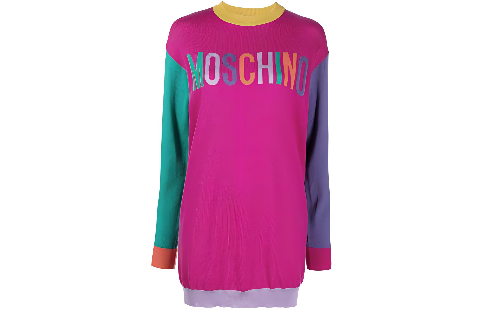 

Платье-джемпер с круглым вырезом и принтом логотипа Moschino, розовый