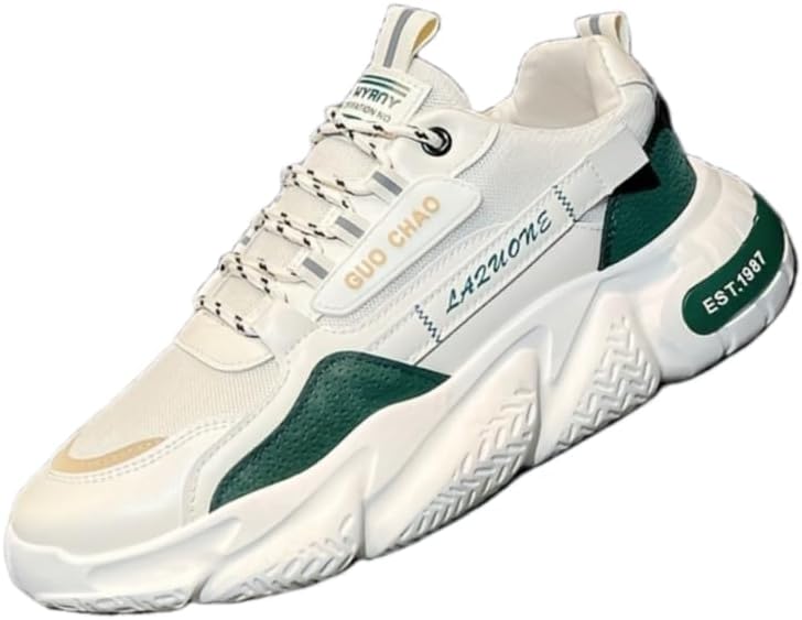 

Мужские стильные однотонные спортивные кроссовки на толстой подошве, удобные, нескользящие, повседневные баскетбольные кроссовки на шнуровке, подходящие для активного отдыха на открытом воздухе Hoalox, зеленый