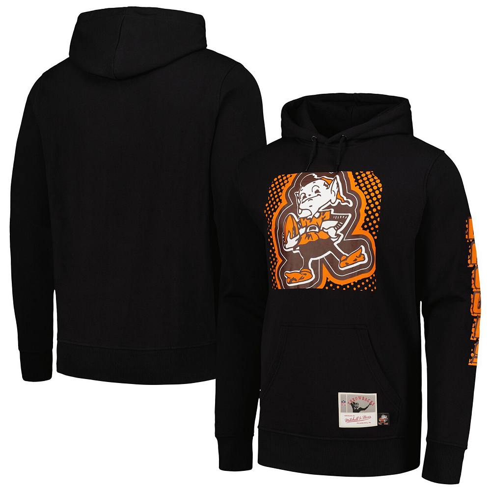 

Мужской черный пуловер с капюшоном Mitchell & Ness Cleveland Browns Gridiron Classics Big Face 7.0, цвет Brn Black