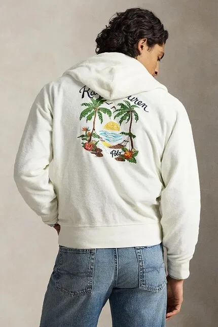 Бежевая толстовка на молнии с капюшоном Polo Ralph Lauren — фото 2