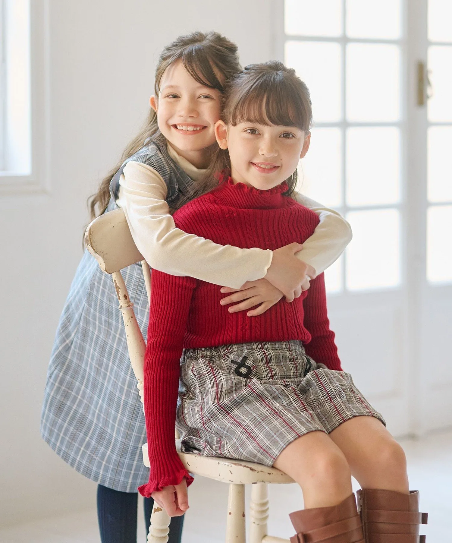 Свитер [150-160 см] Вязаная резинка с цветочным узором Kids Suite, Red [010] — фото 3