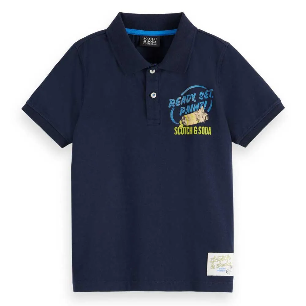 

Поло с коротким рукавом Scotch & Soda Jersey Artwork, синий