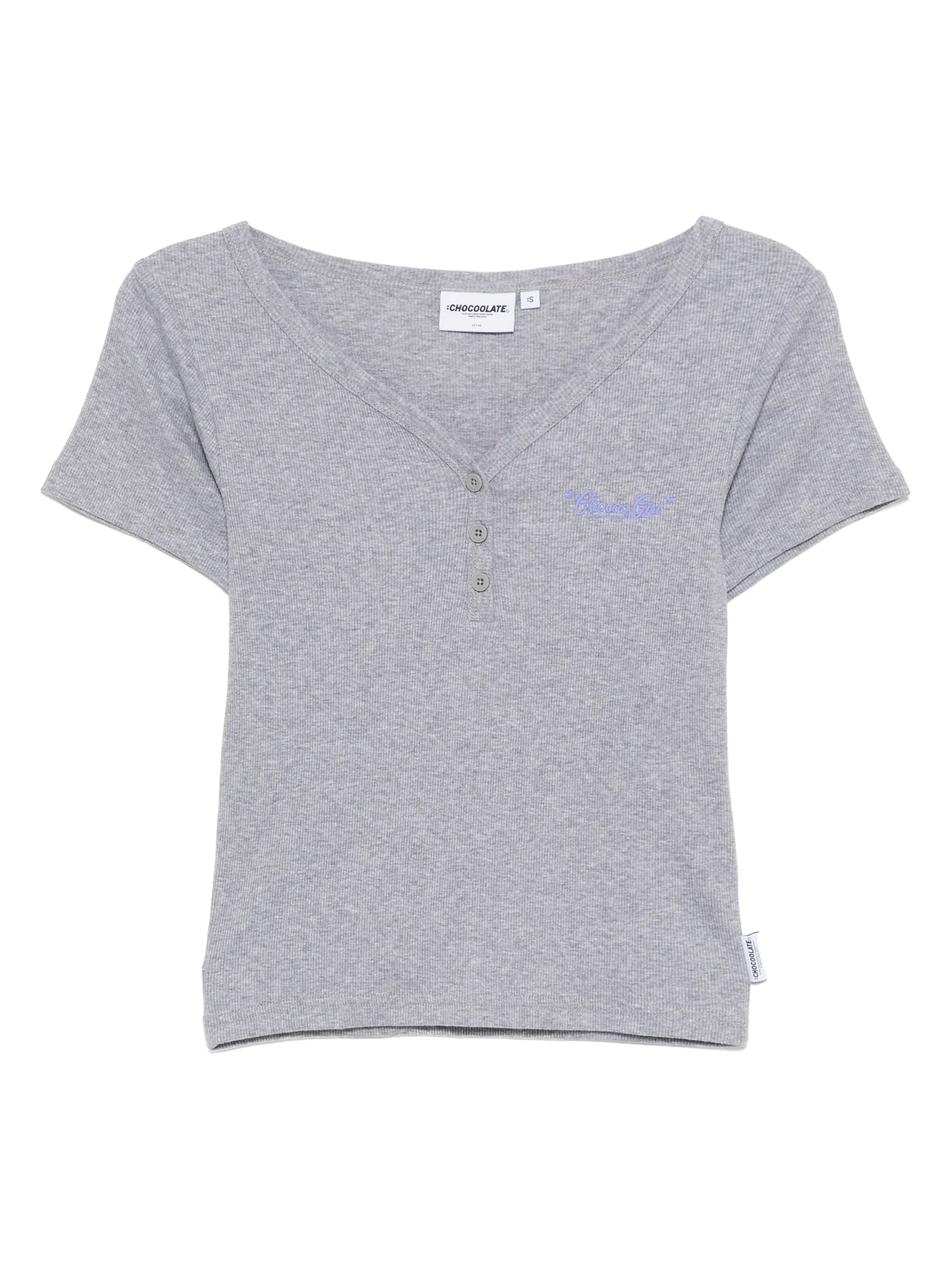 

Топ с вышитым логотипом Chocoolate, серый