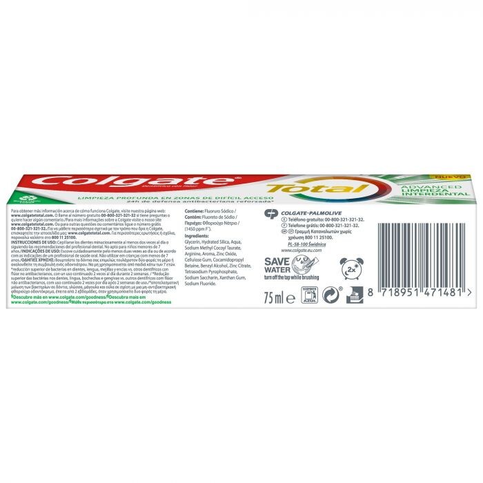 

Зубная паста Pasta de Dientes Total Limpieza profunda Colgate, 75 ml