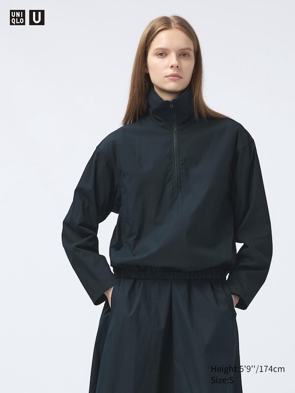 

Блузка на молнии из хлопчатобумажной смеси Uniqlo, черный