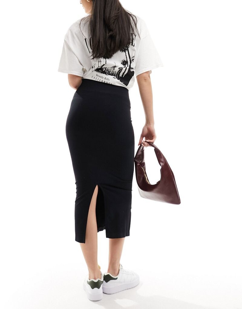 

Черная бесшовная юбка-труба миди ASOS DESIGN