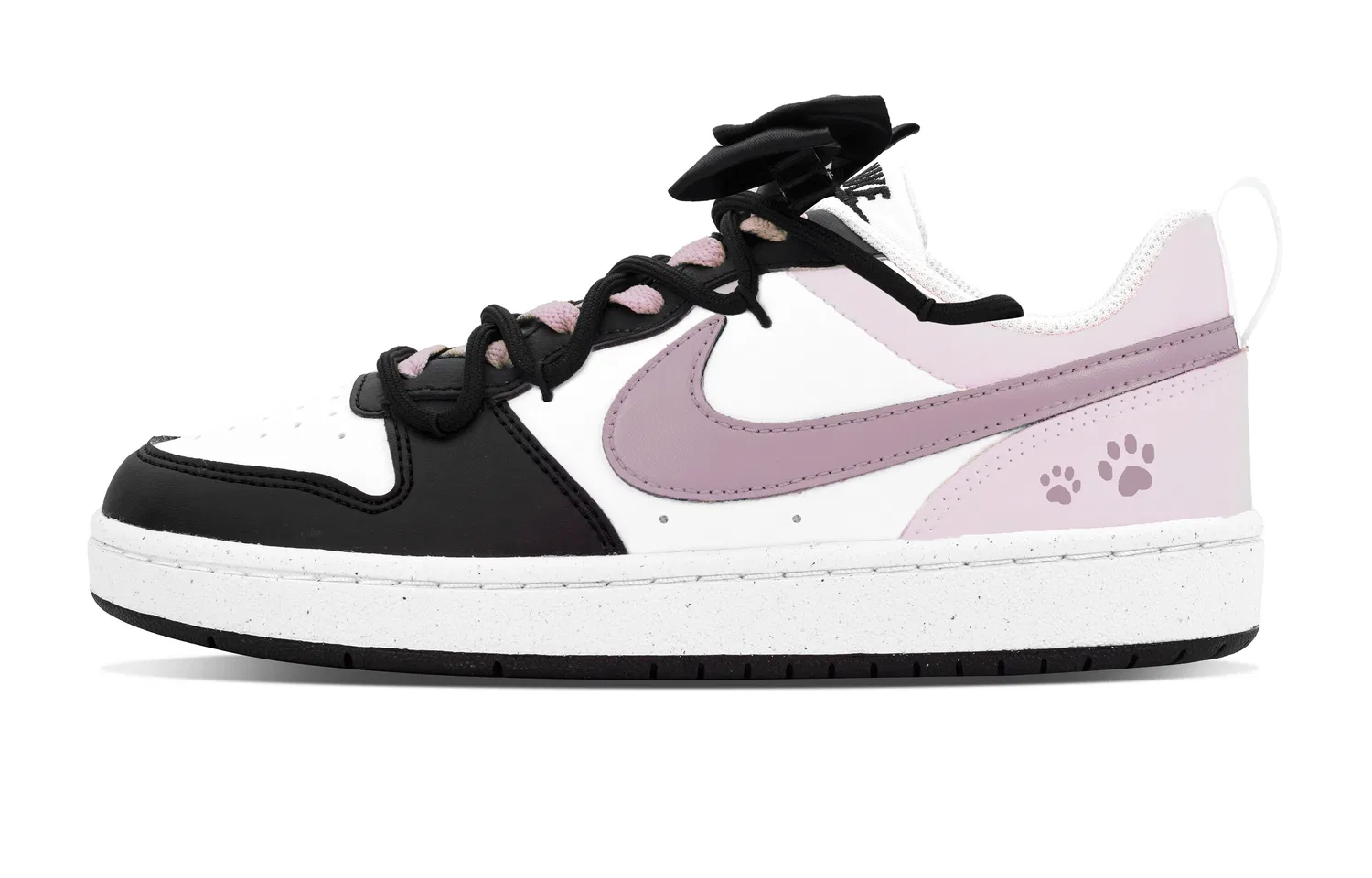 Кроссовки для скейтбординга детские Court Borough Biu Sweetheart Cat Paw Leather Low top Black Pink Teenagers Nike, Black Pink (Box) — фото 3