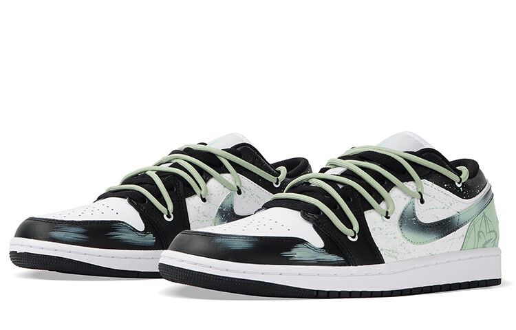 Кроссовки Air Jordan 1 Vintage Basketball Shoes Men Low-top Black/Green, черный/зеленый — фото 3