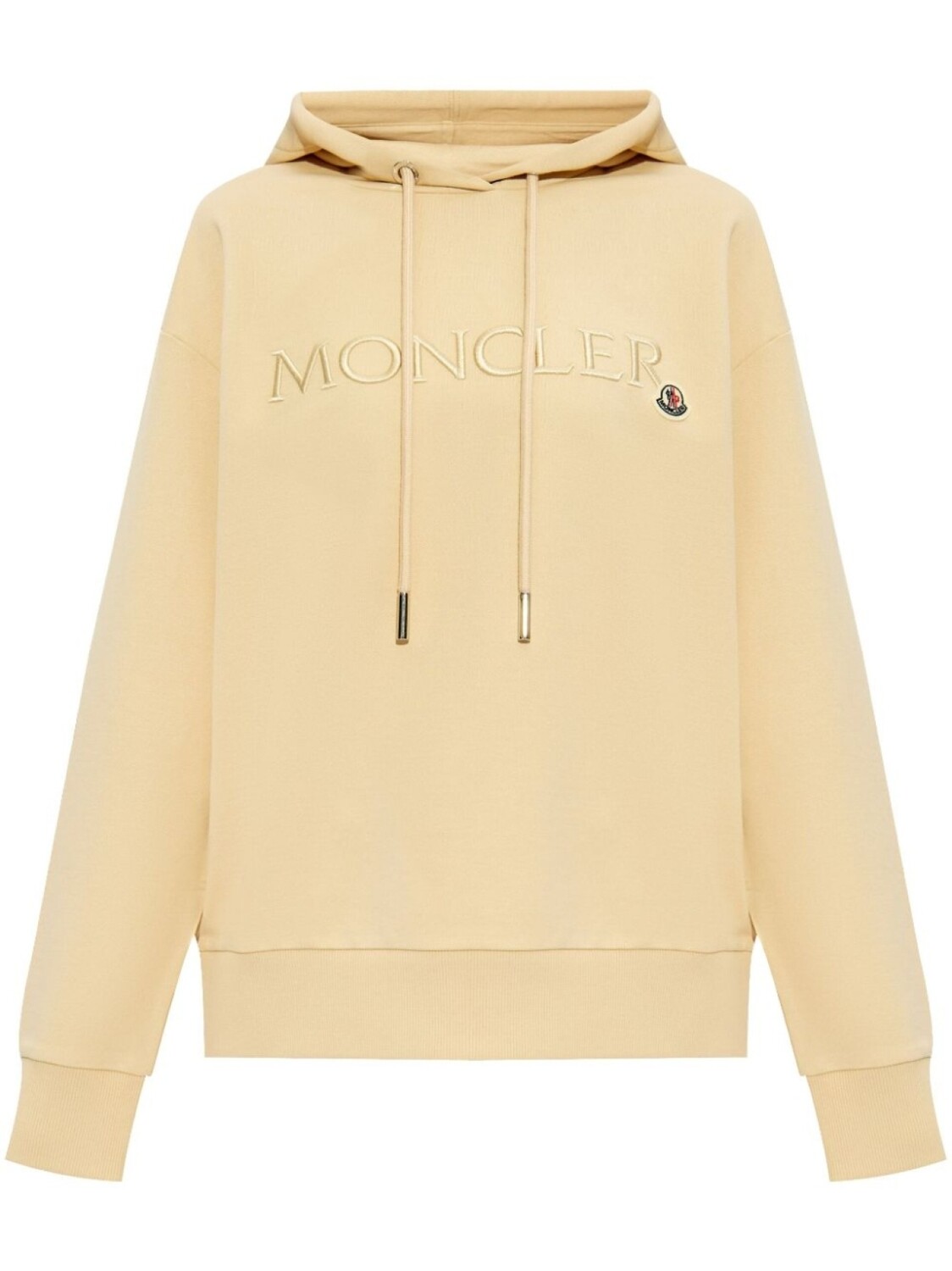 

Moncler хлопковая толстовка с капюшоном и вышитым логотипом, нейтральный цвет