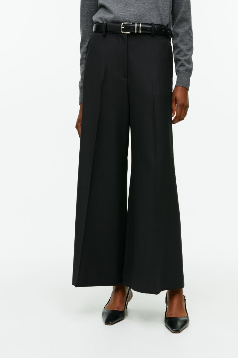 

Широкие брюки из смесовой шерсти H&M, черный