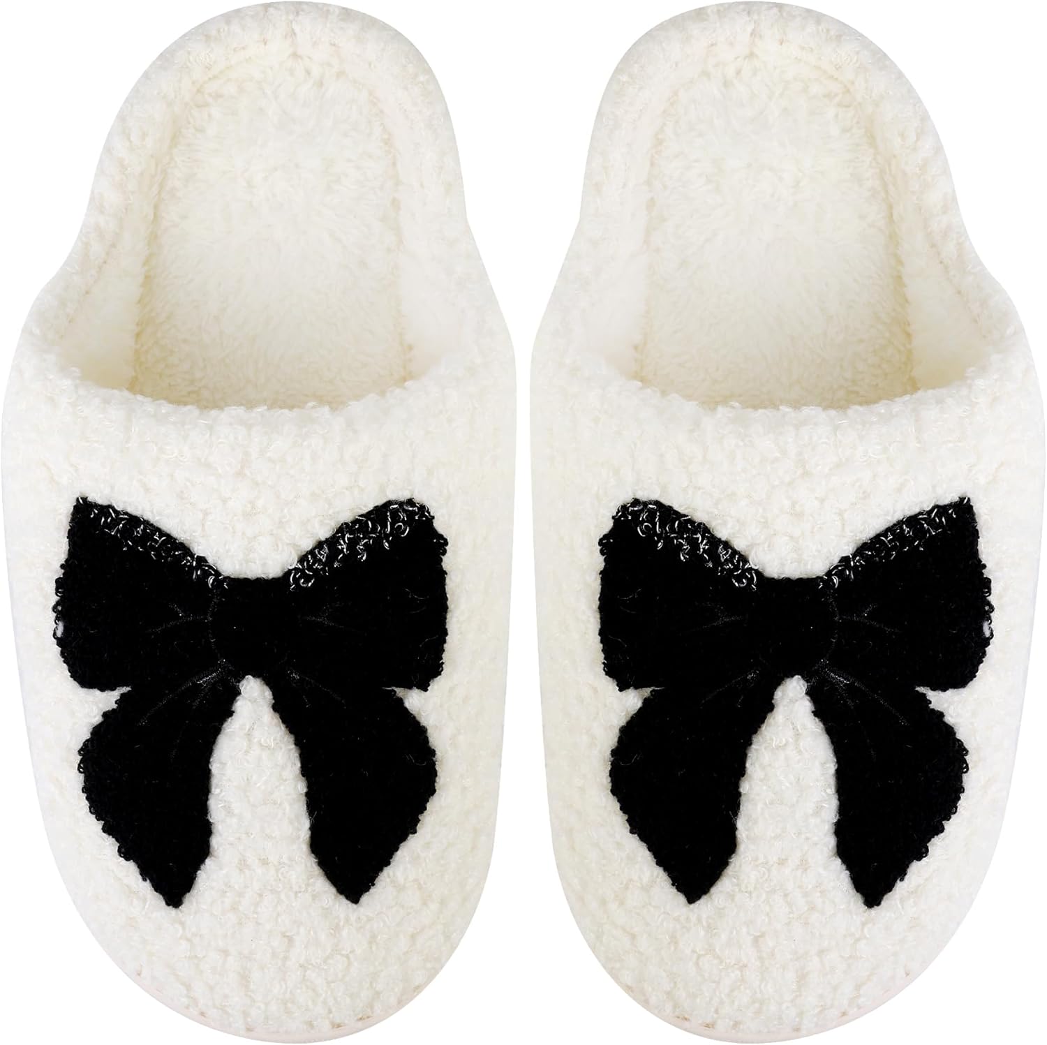 

Рождественские тапочки для женщин и мужчин, мягкие домашние зимние пушистые тапочки, милые тапочки для праздника, Рождества, для спальни и улицы (бантик, пряничный человечек) Hajoyha, Bowknot