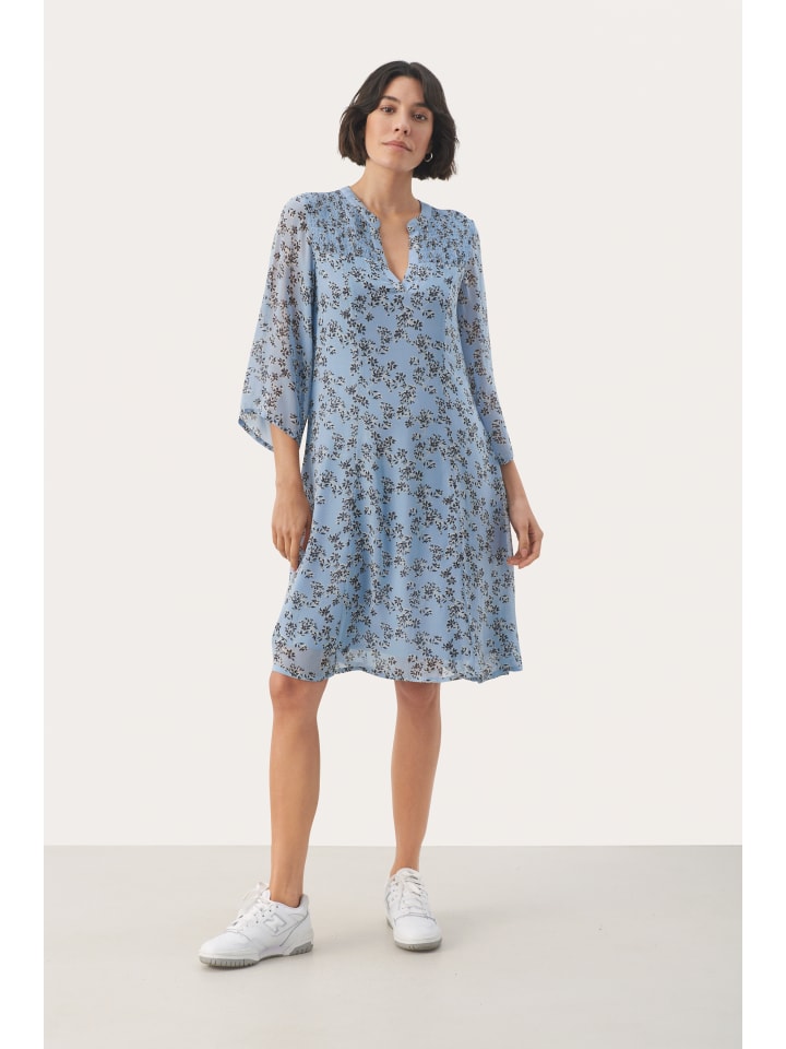 

Платье ElkaPW, прямого кроя, из выцветшего денима с цветочным принтом PART TWO